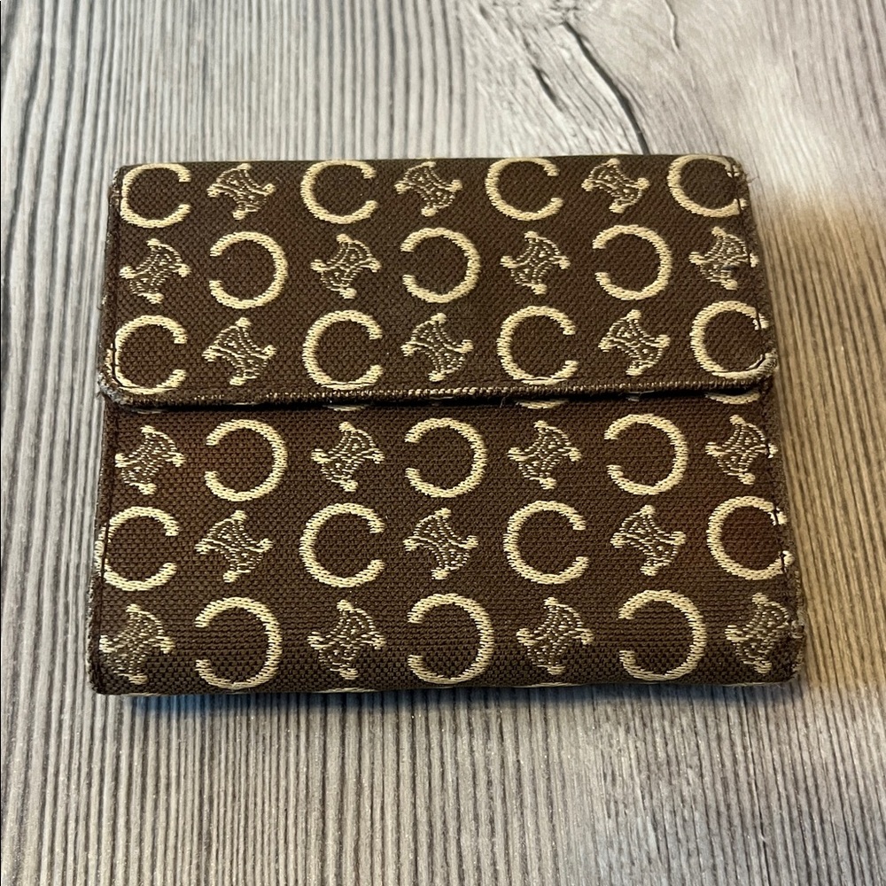 Vintage Celine Macadam Bifold Wallet with kiss lock